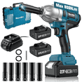 thumbnail image 1 of Seesii 800Nm Cordless Impact Wrench 1/2 inch, 589Ft-lbs High Torque Impact Gun, 3300RPM Powered Impact Driver w/ 2x 4.0Ah Batteries, Fast Charger & 6x Sockets for Automotive Repair, WH710, 1 of 10