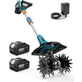 thumbnail image 1 of Seesii Cordless Tiller Cultivator Electric Garden Rototiller 2x4000mah Battery , 9In Tilling Width,7In Depth, Battery Powered Tiller for Cultivating, 1 of 9