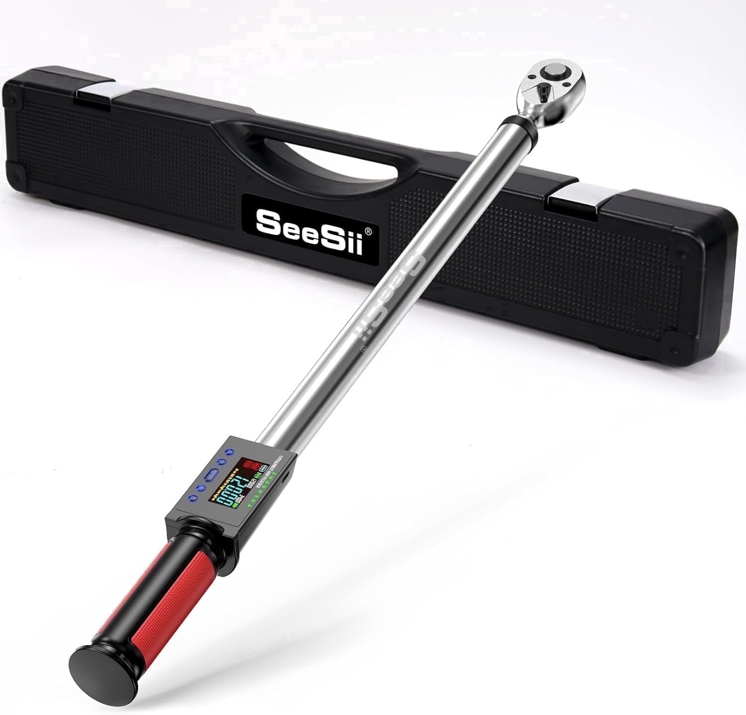 Seesii Digital Torque Wrench 1/2" Drive(12.5-250.8ft-lbs/17-340N.m), 2% Torque Accuracy Electric Torque Wrench with Buzzer LED Flash for Car Care Auto, Vehicle