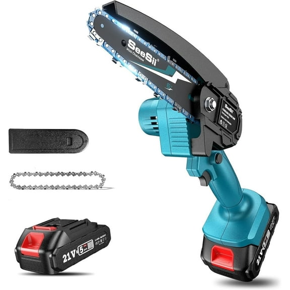 Seesii Mini Chainsaw, 6-inch Mini Chainsaw Cordless, Handheld Electric Power Chain Saw with Battery, for Tree Trimming Wood Cutting,Gifts for Father, Dad, Husband, Men