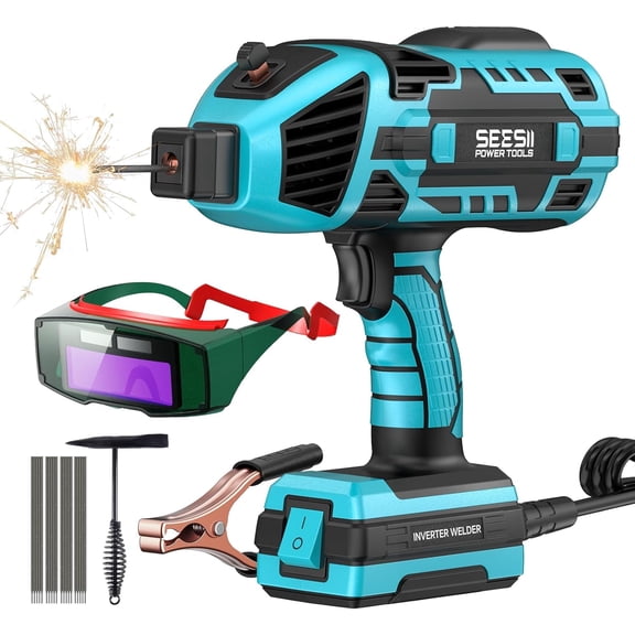 Seesii Portable Handheld Welding Machine,20-120A Portable ARC Welder with6-Gear Current Adjustment & IGBT Inverter,110V Handheld Stick Welder with Hot Start Function Fit for 3/32"-1/8" Rods