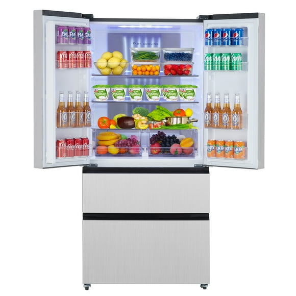 Seetaras 18.9 Cu.Ft French Door Refrigerator, Counter-Depth Refrigerator with Bottom Freezer, Stainless Steel Kitchen Fridge, Automatic Defrost, Quiet and Energy Efficient Inverter Compressor