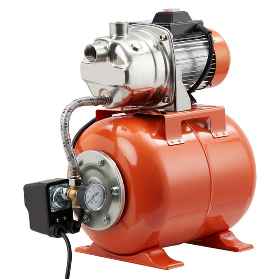 Seetaras 3/4HP Shallow Well Pump with Pressure Tank, 115V Stainless Steel Irrigation Pump, Automatic Water Booster Jet Pump for Home, Garden, Lawn