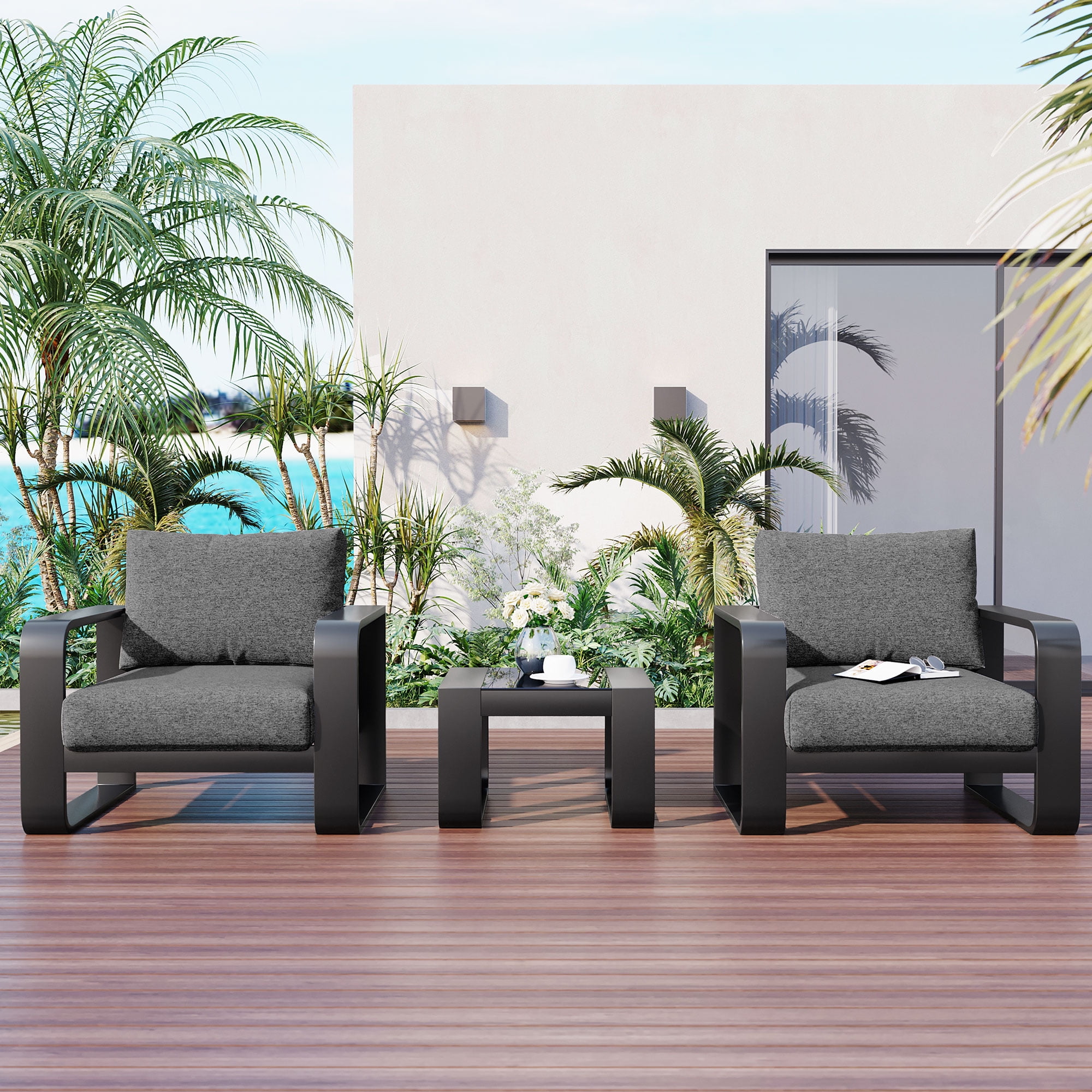 Seetaras 3pieces Aluminum Frame Patio Furniture with 6.7" Thick