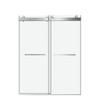 Seetaras 56-60"Wx76"H Double Sliding Frameless SoftClose Shower Door with 3/8 Inch (10mm) Thick Tampered Glass,Easy-cleaning Coating ,Reversible Installation,Stainless Steel Hardware Accessories
