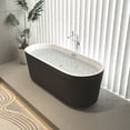 thumbnail image 1 of Seetaras 59" Acrylic Freestanding Bathtub with Pleated Design,Chrome Overflow Pop-Up Drain,Gloss Black Finish,Oval Shape Alone Stand Bathtub for Hotel Home Bathroom, 1 of 8