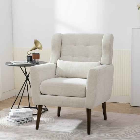 Seetaras Chenille Fabric Lounge Tufted Armchair,Upholstered Reading Chairs with Cushion and High Backrest,for Living Room Bedroom