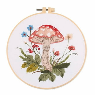 Stamped Cross Stitch Kits,Mushroom Needlepoint Butterfly Counted Cross  Stitch Kits for Adults Beginners,Full Range of Cross-Stitch Stamped Kits