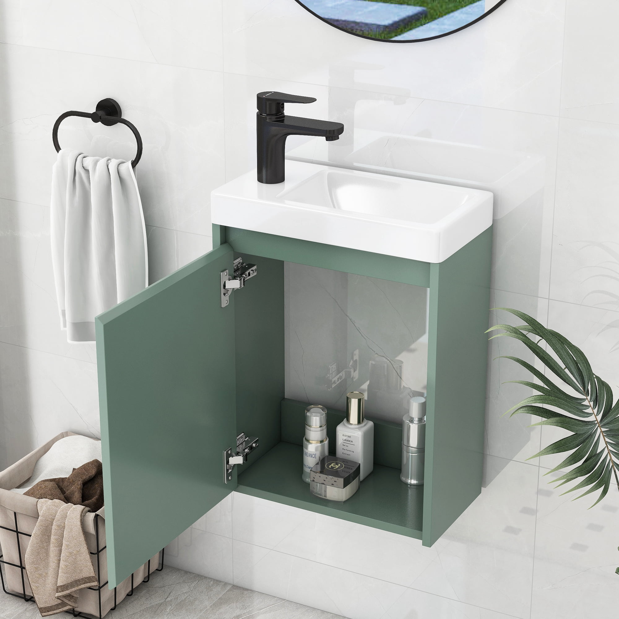 Seetaras Modern 16" Bathroom Vanity Cabinet With Soft-Close Doors Wall ...
