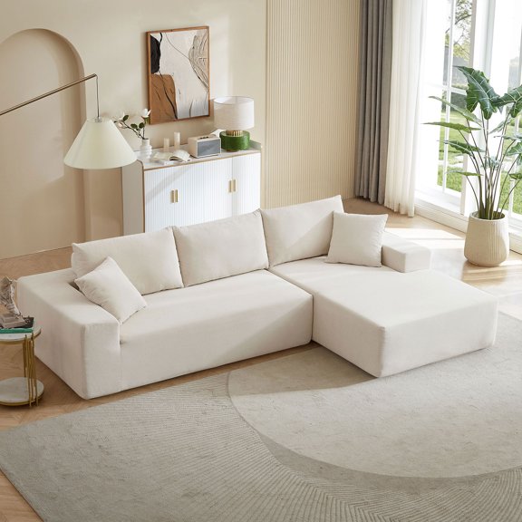 Seetaras Modular Sectional Sofa Set, Chenille Upholstered L-Shape Sleeper Couch with 2 Pillows & Armrest Convertible Free Combination Sleeper Sofa for Living Room, Bedroom, Salon