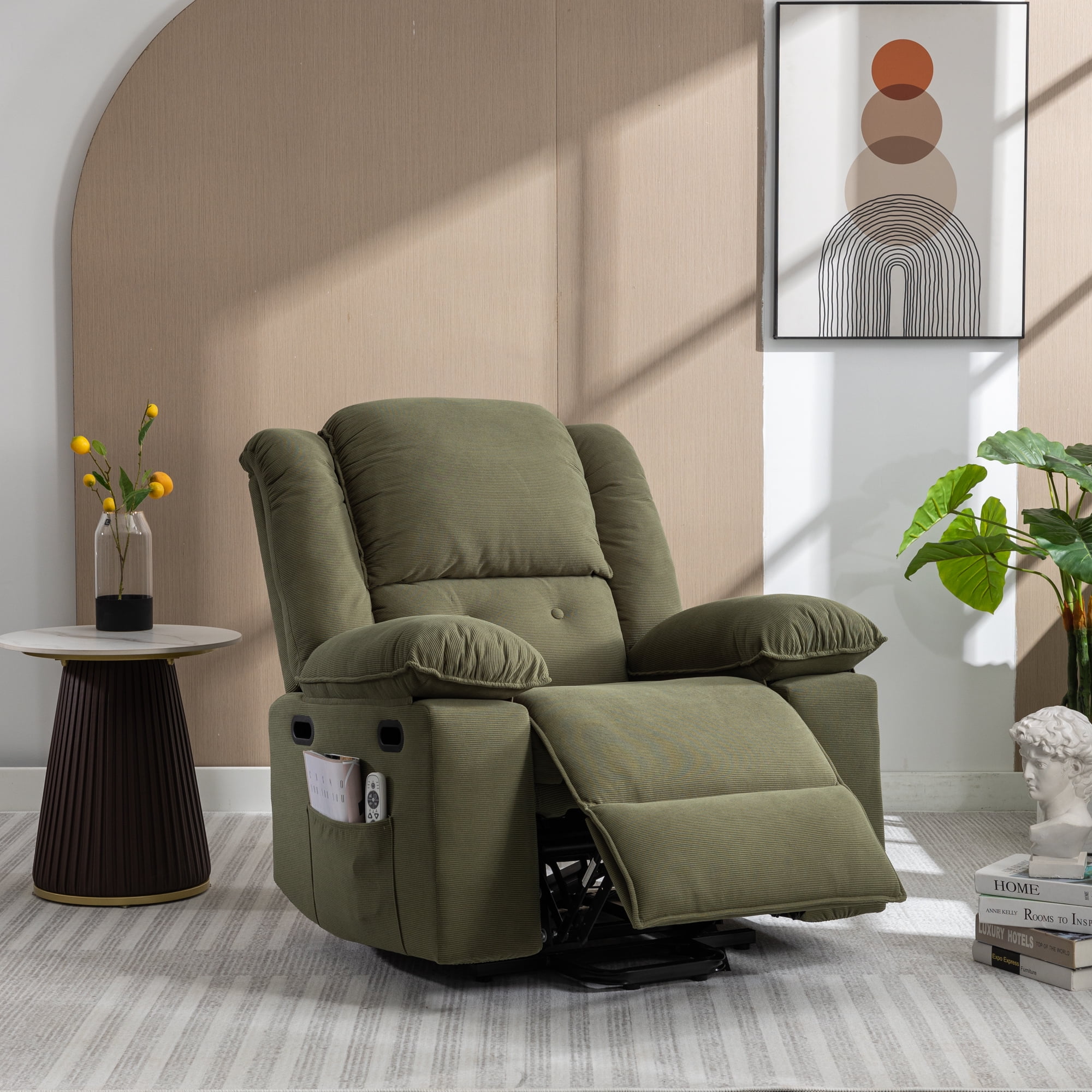 Seetaras Electric Lift Recliner Lazy Boy Sofa Chair for Elderly with Adjustable Massage HeatPower Extending Footrest Infinite Position and Side Pocket