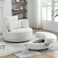thumbnail image 1 of Seetaras Swivel Accent Barrel Chair with Storage Large Ottoman & 4 Pillow 39"W Round Swivel Barrel Chairs Chaise Lounge Chair Sofa Chair for Living Room Bedroom Office, 1 of 1