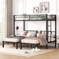 thumbnail image 1 of Seetaras Twin XL Over Twin&Twin Size Bunk Bed for 3,Metal Triple Bunk Bed with Guardrails, L Shape 3 Bed Bunk Beds with Ladder, Easy Assembly, No Need Box Spring, 1 of 8