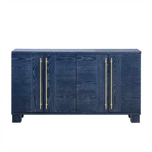 Seetaras Wood Traditional Style Sideboard, Kitchen Buffet Storage Cabinet with Adjustable Shelves,4 Doors and Gold Handles,Console Table for Dining Room Living Room