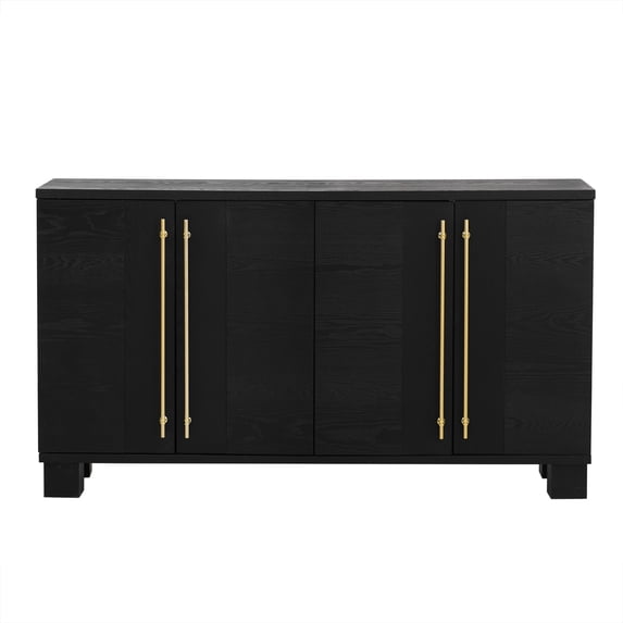 Seetaras Wood Traditional Style Sideboard, Kitchen Buffet Storage Cabinet with Adjustable Shelves,4 Doors and Gold Handles,Console Table for Dining Room Living Room