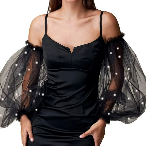 Seethrough Bridal Sleeves with Beadwork For Bride Wedding Gowns Formal Occasion Long Fingerless Gloves for Banquets