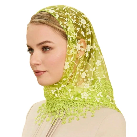 Seethrough Lace Flower Head Scarf Triangle Headwrap Bandanas for Women Daily and Casual Wear Music Festival Headpiece