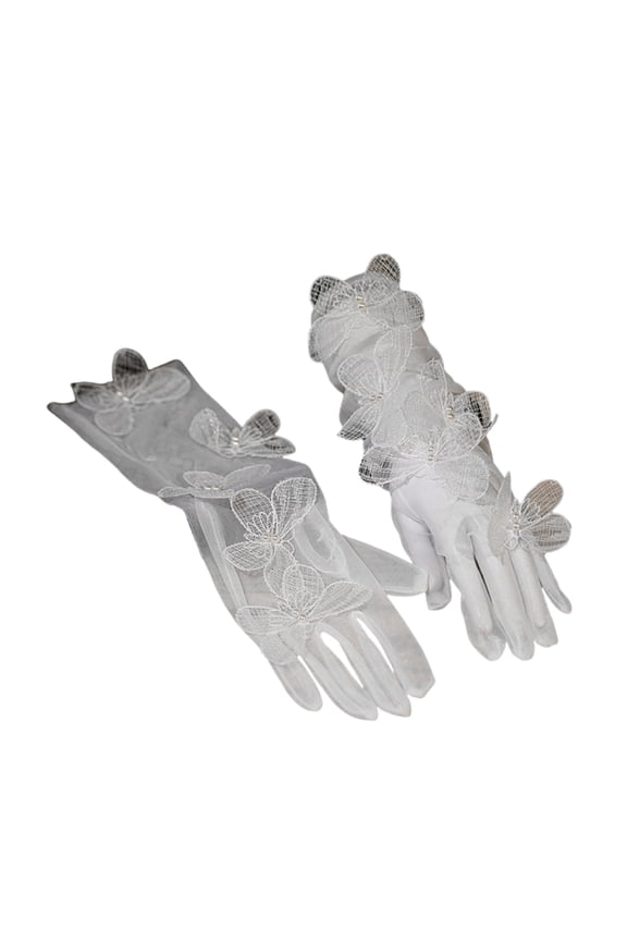 Seethrough Tulle Butterfly Gloves Evening Party Long Lace Gloves for 1920s Party