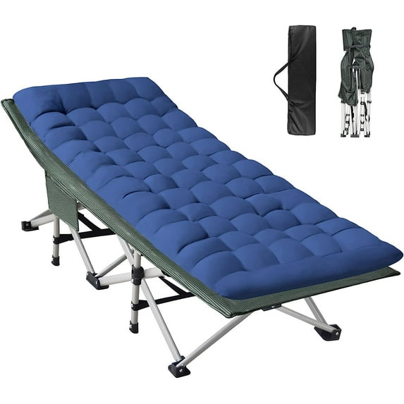 Seeutek Folding Camping Cot for Adults Portable Outdoor Bed Heavy Duty Sleeping Cots for Camp with Pillow and Carry Bag, 1200D Double Layer Oxford, 500 LBS(Max Load)