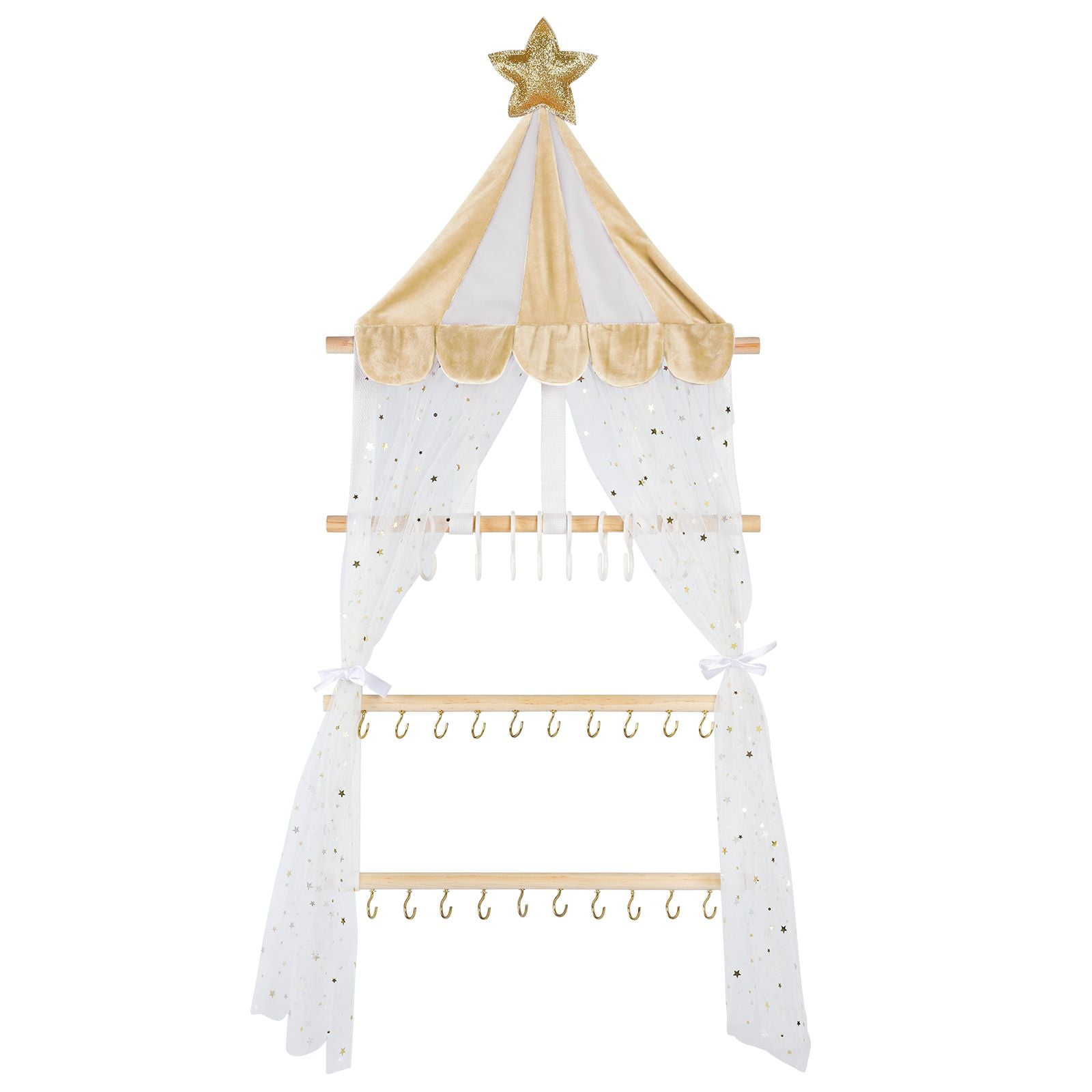 With 10 Hooks Headband Holder, Hair Bow Organizer with Pocket, Hair Accessories Wall Closet Hanging Storage Displayfor Girls Baby Toddler, for Hair Ribbons Ties Clips