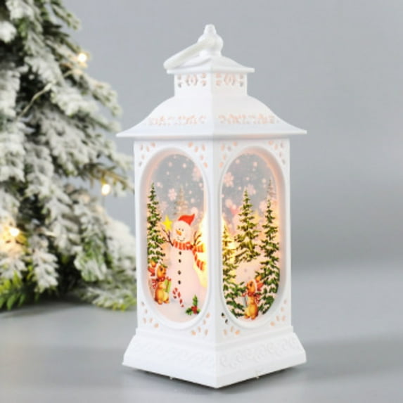 Christmas Candle Lanterns Decoration, Vintage Hanging Christmas Lamp Night Light Decor with LED Light, Battery Operated Tabletop Lanterns Decor, for Christmas Xmas Home Decor Gift