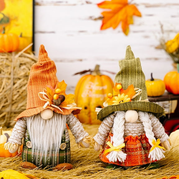 Fall Gnomes with Maple Leaves for Fall Thanksgiving Autumn Decorations Farmhouse Swedish Tomte Elf Dwarf Harvest Gnomes for Fall Holiday Home Tiered Tray Decor, 1PC