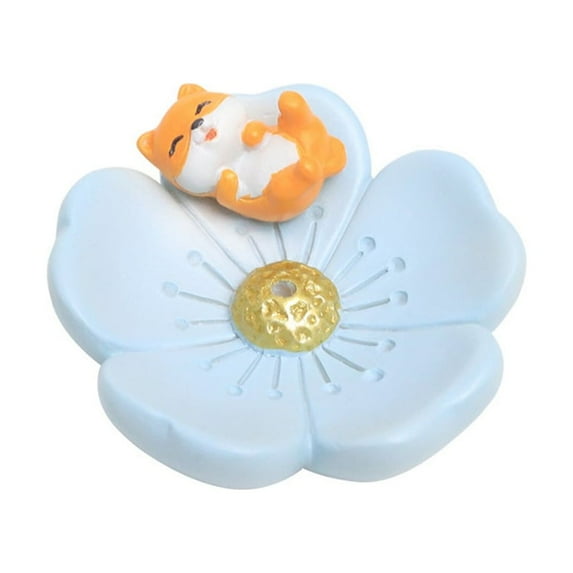 Handmade Cherry Blossom Incense Stick Holder or Incense Burner Holder, Resin Flower Shaped with Animal Ash Catcher Inscent Tray and Decorative Gift Home Decor