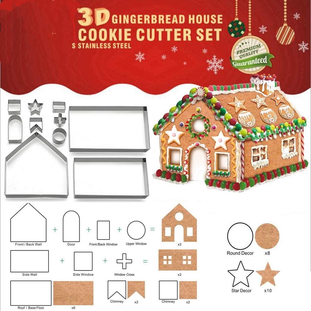Sef 10 Luxury Christmas House Cookie Cutter Set Bake Your Own Small Gingerbread House Kit Chocolate House Haunted House Gift Box Packaging