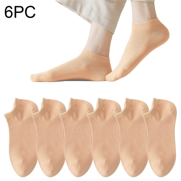 Seffadzy 6 Pairs Womens Socks Mesh Ventilation Non Slip Liner Footies Thin Socks Lightweight Socks Breathable Comfortable Casual,02-Orange-Free Size