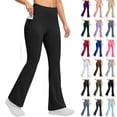 thumbnail image 1 of Seffadzy Flare Leggings for Women Fleece Lined Thermal Warm Work Pants Bootcut Yoga Pants with Pockets Black XL, 1 of 8