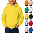 thumbnail image 1 of Seffadzy Kids Hooded Sweatshirt Pullover Lightweight Solid Color Long Sleeve Casual Cotton Top for Boys Girls 5-6Years, 1 of 1