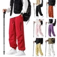 thumbnail image 1 of Seffadzy Men's Solid Color Elastic Waist Ski Pants Men's Drawstring Cuffed Casual Sports Water-Repellent Mountaineering PantsSuitable For Travel,Outdoor Sports And Other ActivitiesRedM, 1 of 10