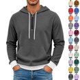 thumbnail image 1 of Seffadzy Men's Waffle Knit Hooded Quarter Zip Pullover Sweatshirt with Pockets Drawstring Long Sleeve Solid Color Casual Top Dark Blue XL, 1 of 6