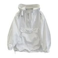 thumbnail image 1 of Seffadzy Unisex Half Zip Hooded Waterproof Windbreaker Jacket Solid Color Pullover Casual Outerwear For Outdoor Hiking White L, 1 of 6