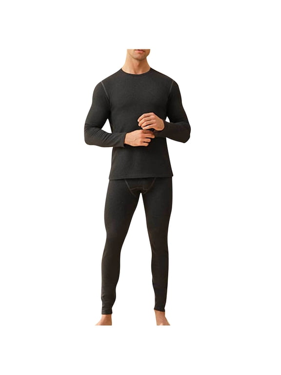 Unisex Plus Size Thermal Underwear Set Wool Silk Blend Long Sleeve Crewneck Top and Pants Solid Color Base Layer Gray 3XL