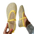 thumbnail image 1 of Seffadzy Women Rhinestone Mesh Summer Mary Jane Ballet Flats, Breathable Crystal Embellished Slip-On Shoes with Adjustable Strap Yellow 39, 1 of 8