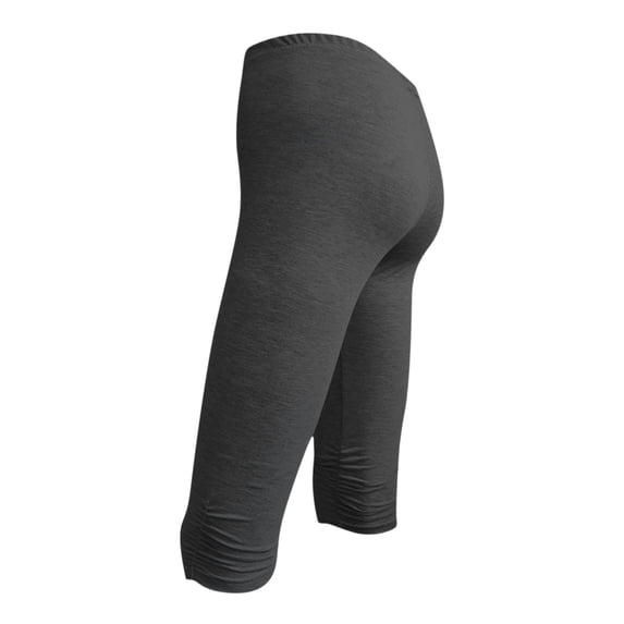 Seffadzy Women's Capris Leggings High Waisted Elastic Waist Tummy Control Stretchy Pocket Solid Color Workout Fitness Yoga Pants Dark Gray M