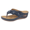 thumbnail image 1 of Seffadzy Women's Flip Flops Wedge Sandals Comfortable All-Day Casual Walking Shoes Dressy Summer Beach Footwear Dark Blue 38, 1 of 8