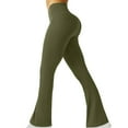 thumbnail image 1 of Seffadzy Women's Leggings High Waisted Bootcut Flare with Pockets Tummy Control Stretchy Yoga Pants for Workout Army Green 2XL, 1 of 5