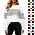 thumbnail image 1 of Seffadzy Women's Long Sleeve Sweatshirts Oversized Crewneck Color Block Pullover Top Casual Lightweight Tops Gray S, 1 of 9