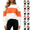 thumbnail image 1 of Seffadzy Women's Long Sleeve Sweatshirts Oversized Crewneck Color Block Pullover Top Casual Lightweight Tops Orange L, 1 of 9