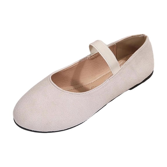 Seffadzy Women's Mary Jane Flats Round Toe Slip On Flat Sole Comfortable Casual Shoes Solid Color White 41