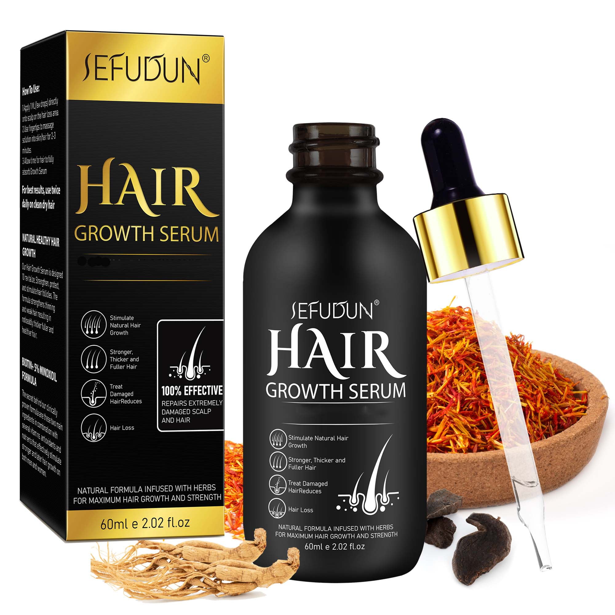 Sefudun Hair Serum for Women Men, Provide Nutrition to Damage Dry Hair, Prevent Breakage, Enhance Shinier Softer Hair 60ml/2.02floz