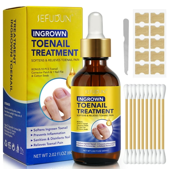 Sefudun Ingrown Toenail Treatment Kit - Extra Strength Toenail Fungus Treatment For Toenail Or Fingernail, Nail Repair Solution, Fingernails Renewal Liquid For Damaged & Discoloration Nail, 0.67oz
