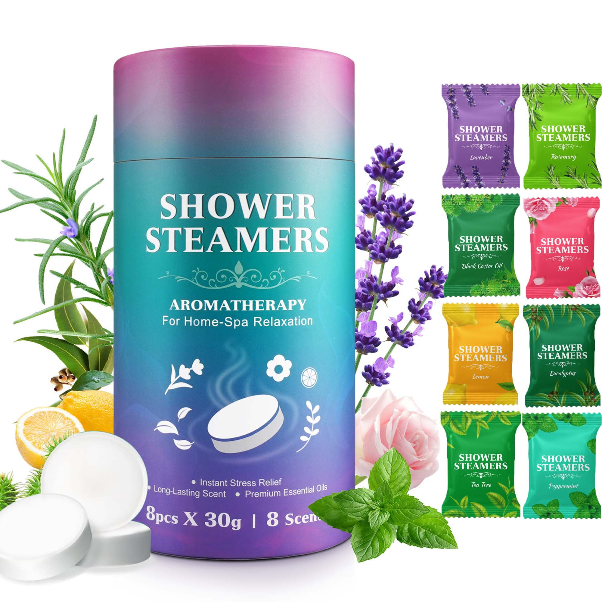 Sefudun Shower Steamers Aromatherapy fo Home Spa Relaxation 8 Scents,Add Fun to Shower Time, Great Gift for Women