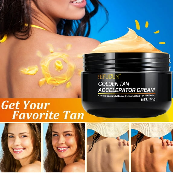 Sefudun Sunless Tanning Lotion for Women Men,Golden Tan Accelerator Cream 100g,with Carrot Oil Extract,Achieve a Safe,Natural and Healthy Skin