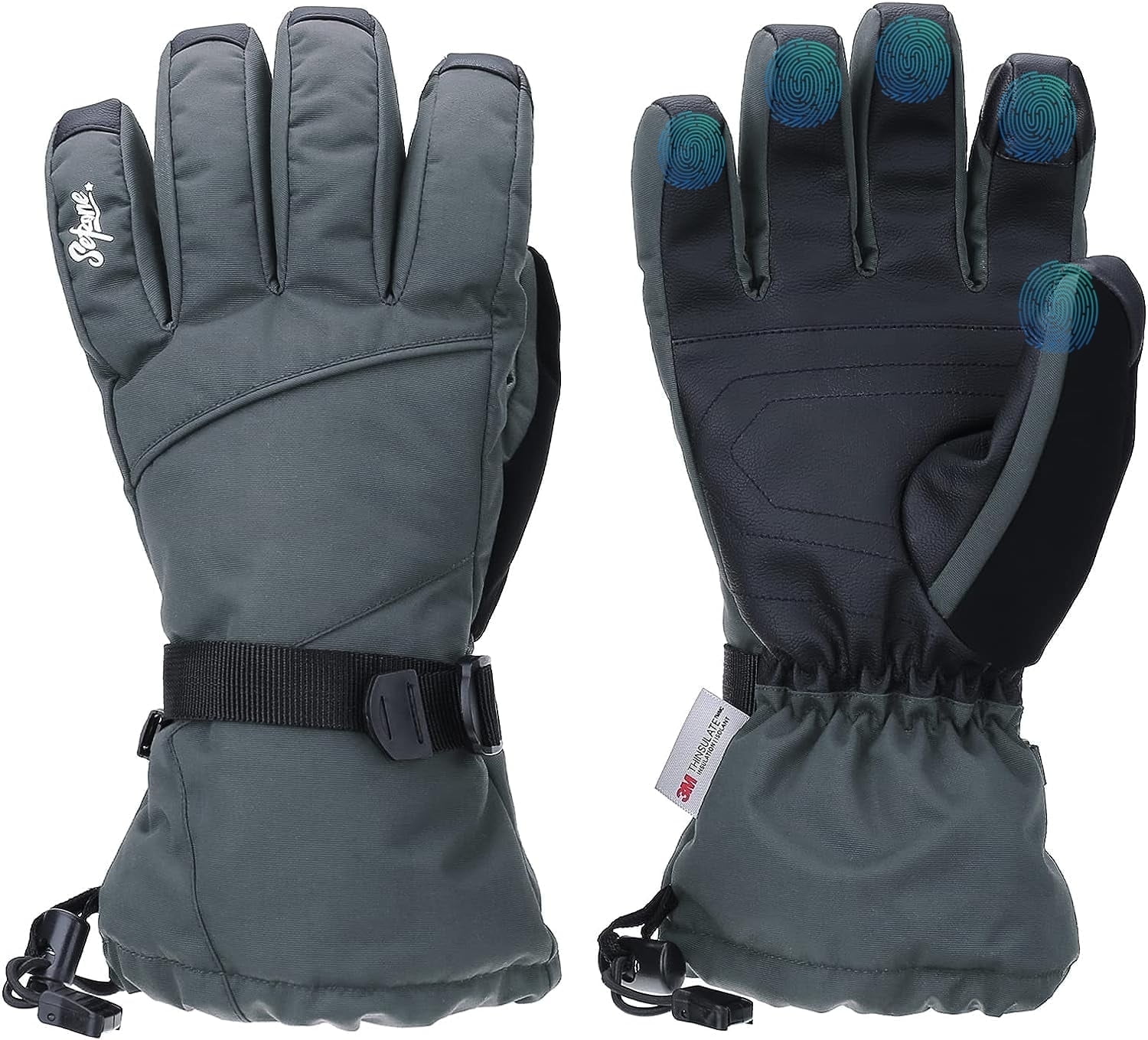 Sefzone Ski Gloves for Men/Women, 3M Thinsulate Waterproof Winter Snow Gloves, Touchscreen Winter Warm Gloves for Skiing Skating Snowboarding Snowmobile