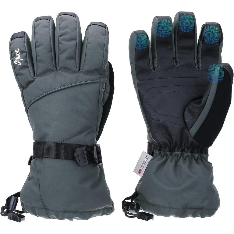 Sefzone Unisex Ski Gloves, 3M Thinsulate Leather Waterproof