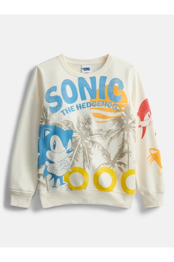 Boys Licensed Sonic Hedgehog Vintage Fleece Sweatshirt Sizes XS 4/5-XL 14/16