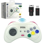 Sega Genesis Sega Saturn 8-Button USB Port Wireless Controller White, 2.4Ghz